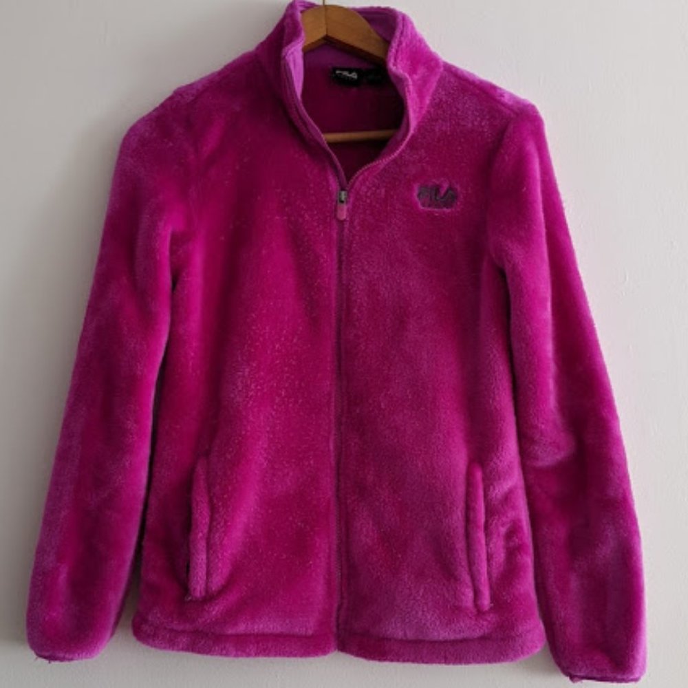 Fila Sport Bright Pink Fuzzy Zip Up Jacket Size S